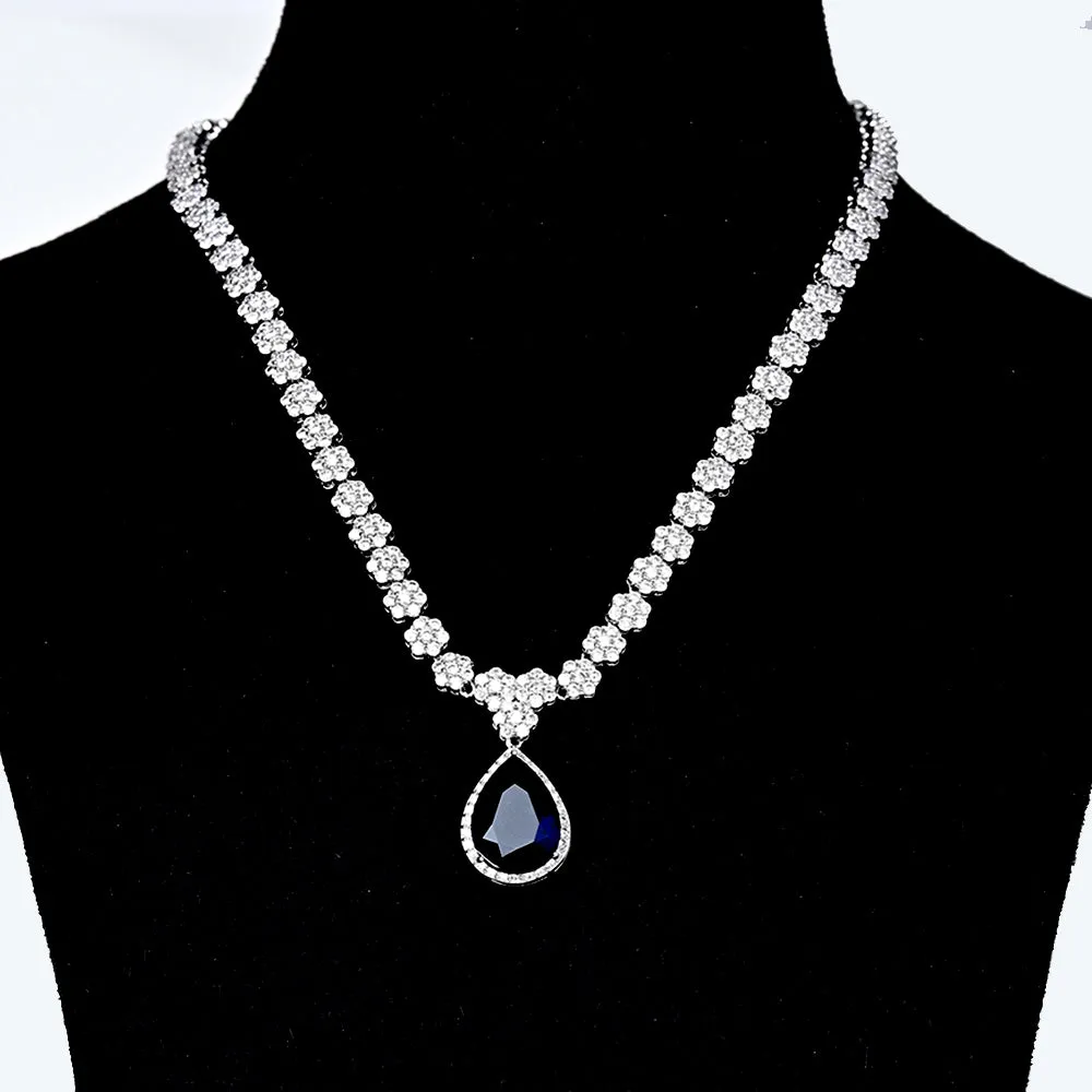 Jiyaa Shankar loves Diamond & Blue Crystal Drop Necklace Set