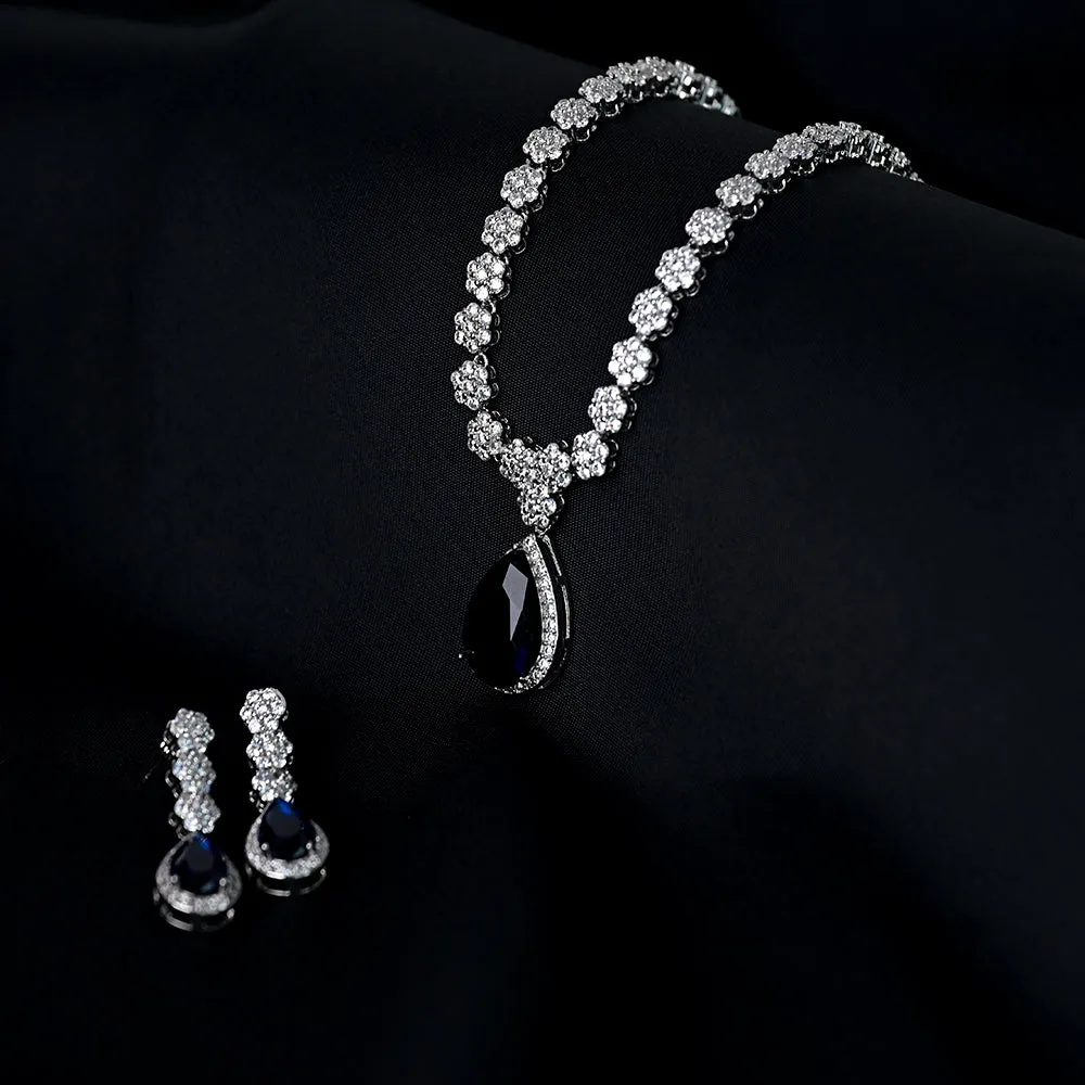 Jiyaa Shankar loves Diamond & Blue Crystal Drop Necklace Set