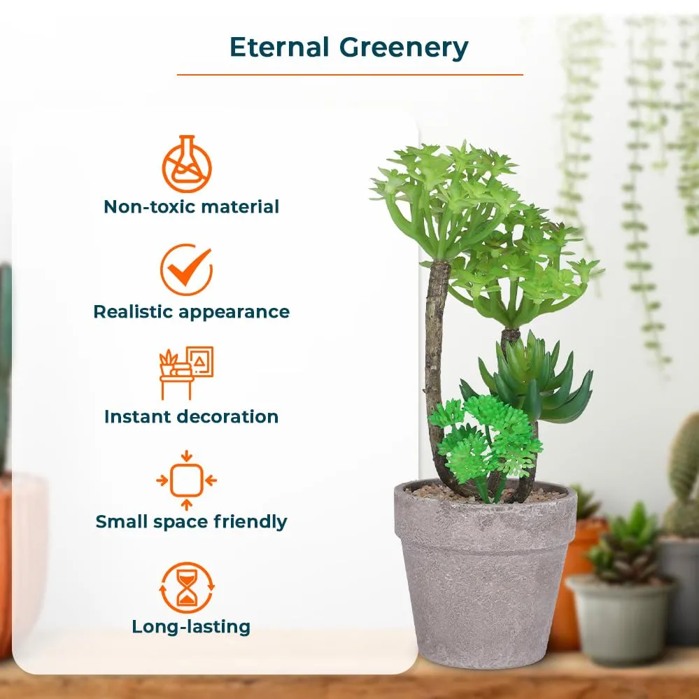 Kuber Industries Artificial Plants for Home Décor|Natural Looking Indoor Fake Plants with Pot|Artificial Flowers for Decoration (Green)