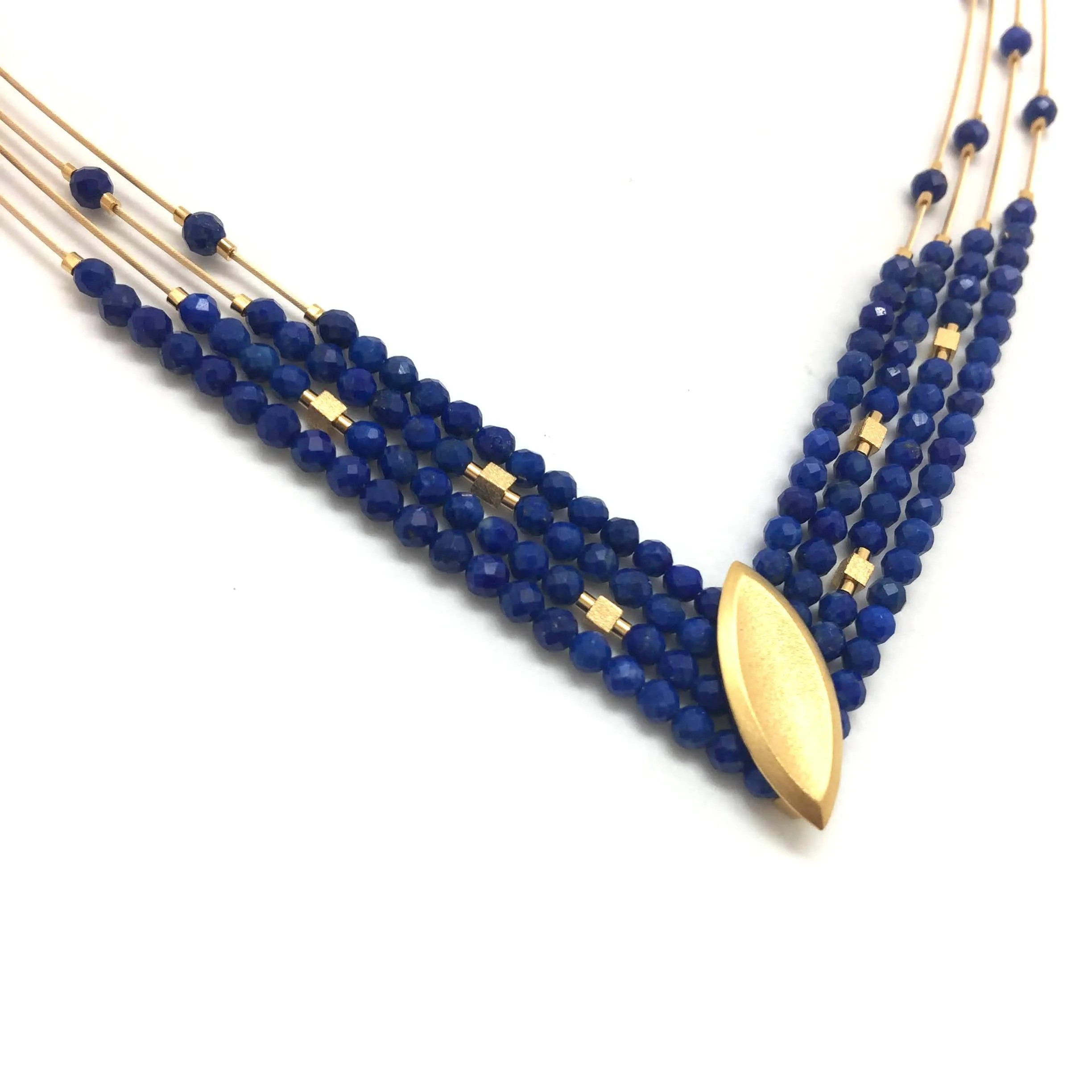 Lapis and Gold 'V' Necklace