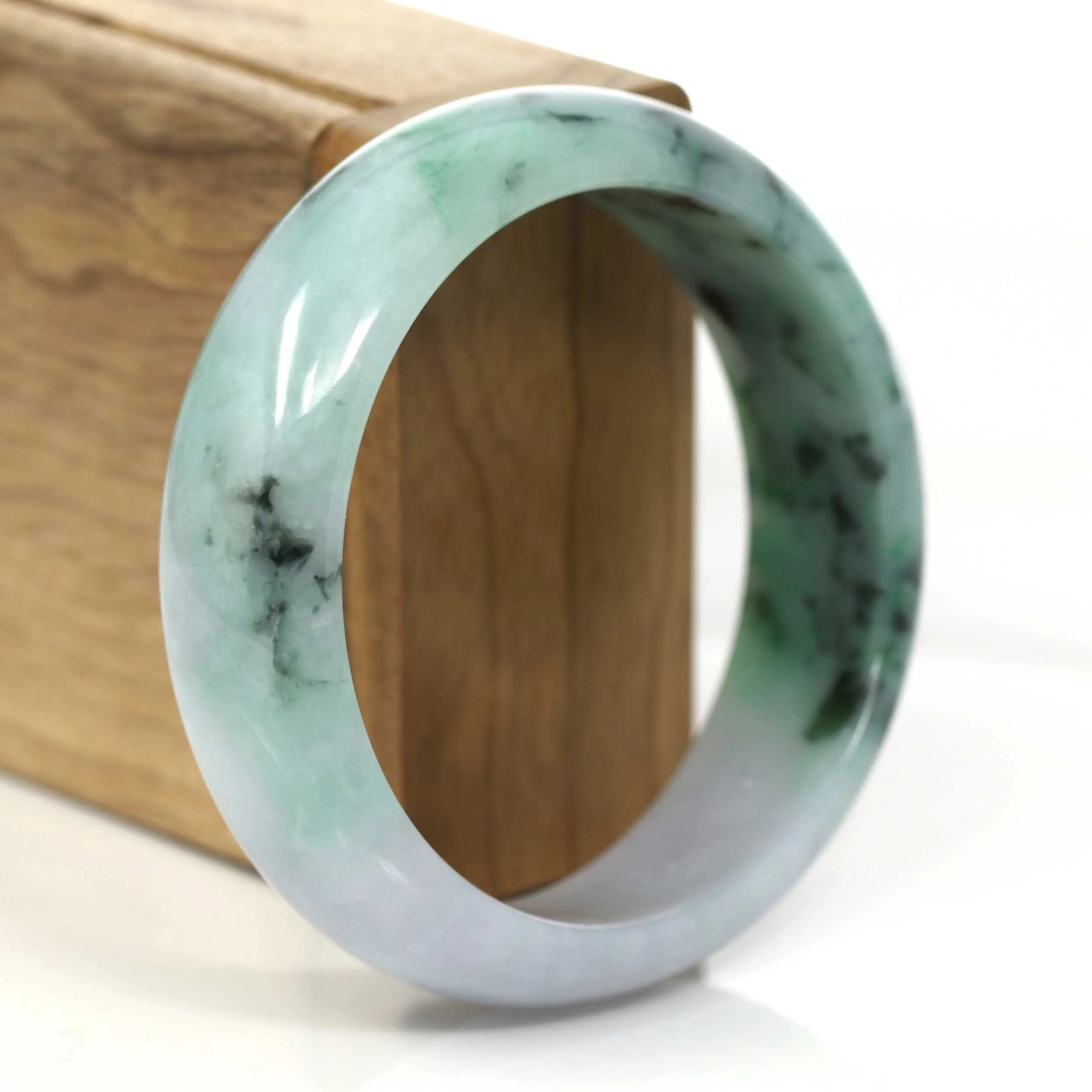 Lavender- Forest Green Natural Jadeite Jade Bangle (58.50 mm) #664