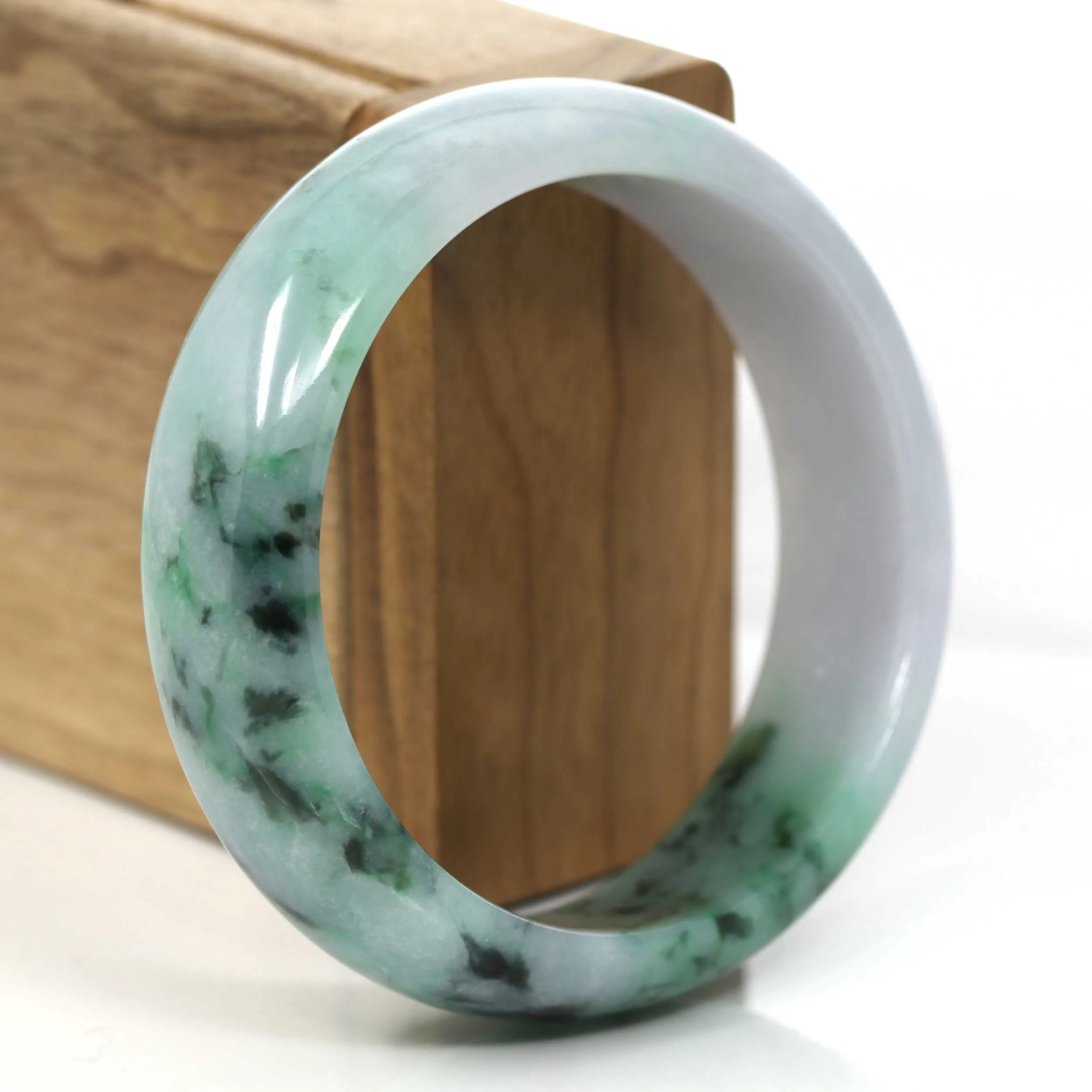 Lavender- Forest Green Natural Jadeite Jade Bangle (58.50 mm) #664