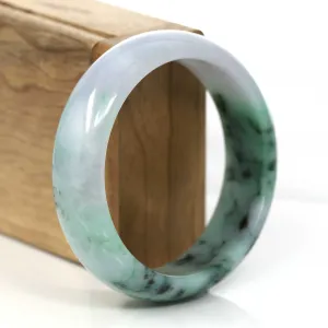 Lavender- Forest Green Natural Jadeite Jade Bangle (58.50 mm) #664