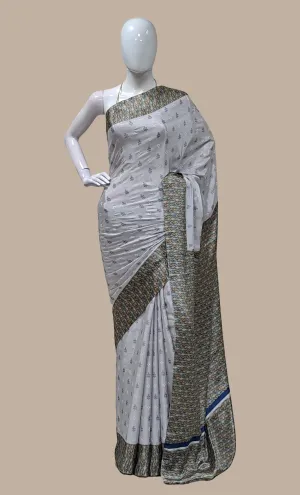 Light Grey Printed Sari