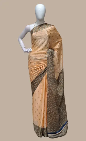 Light Peach Printed Sari