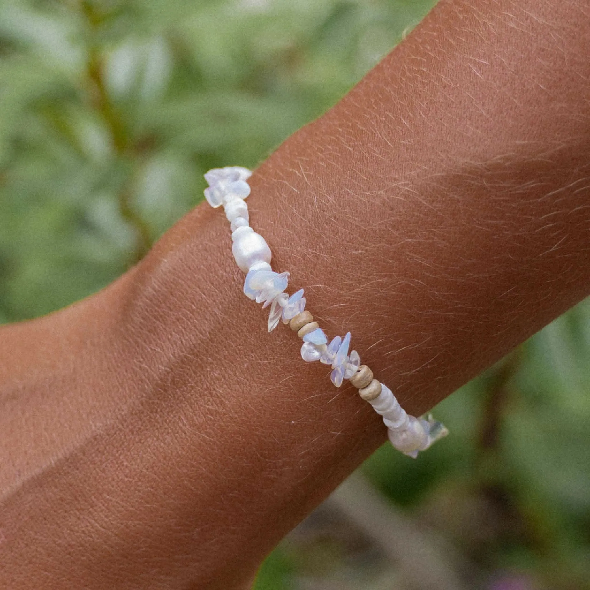 Love is Here Natural Stone, Pearl & Shell Bracelet