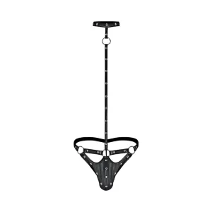 Male Power Fetish Tormentor Choker G-String Body Harness Black L/XL