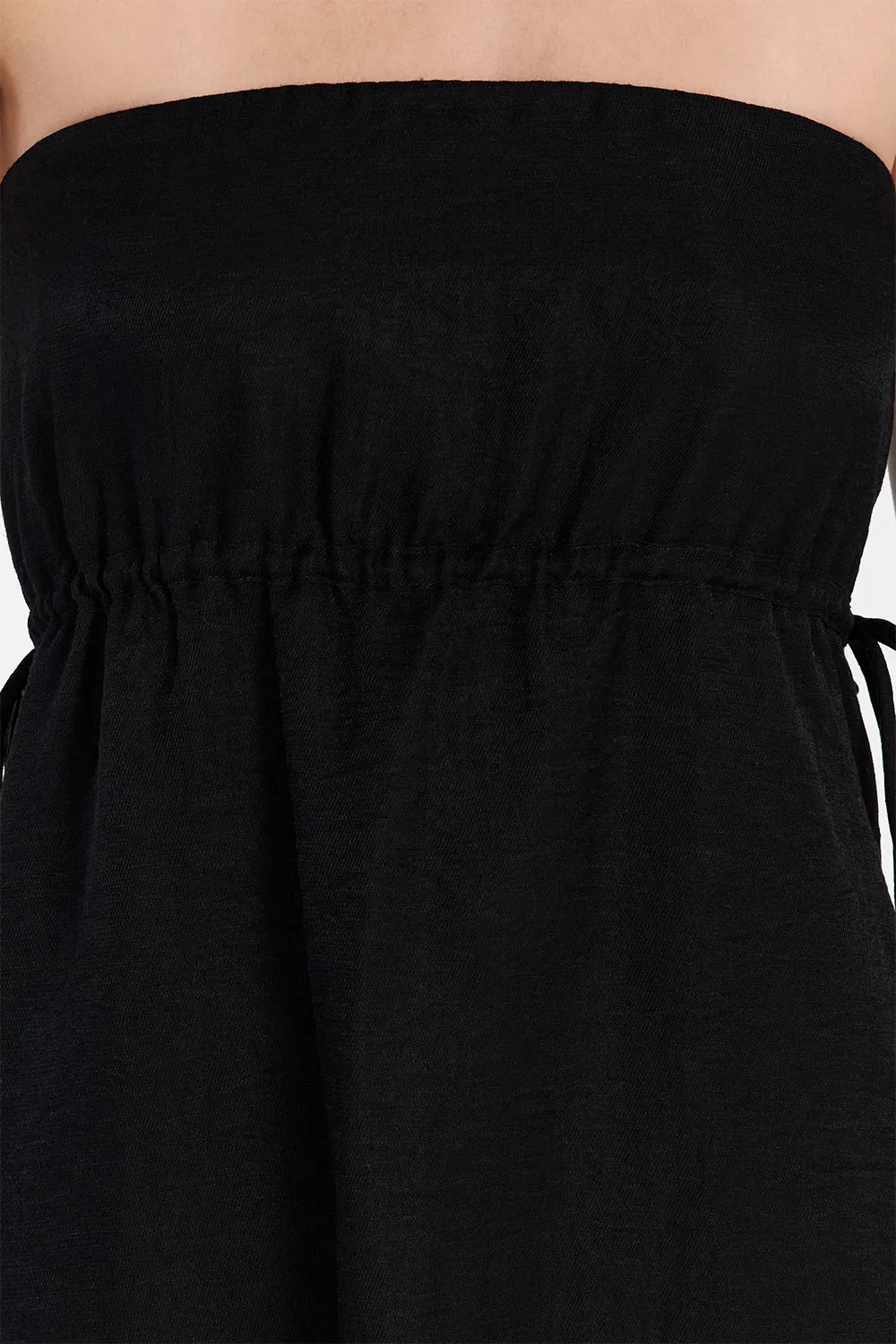 MEI BLACK LINEN BLEND TUNIC TOP