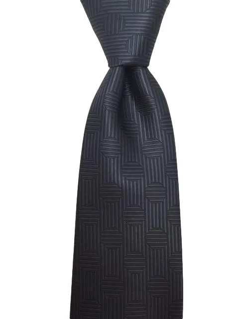 Men's Charcoal Tie with Striped Circles