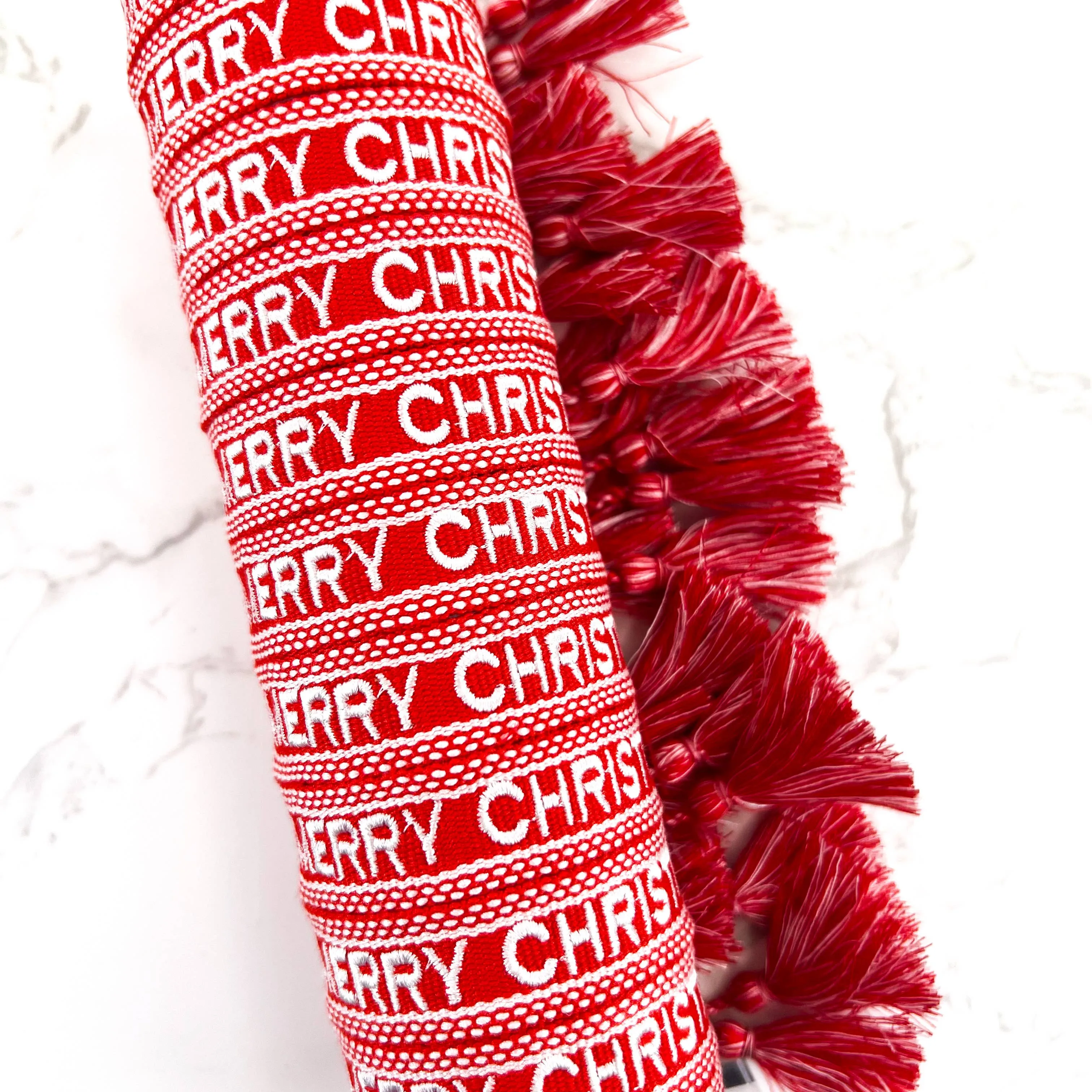 Merry Christmas Embroidered Bracelet