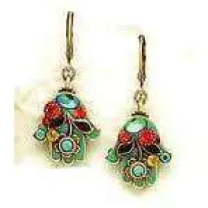 Michal Golan Green Hamsa Earrings