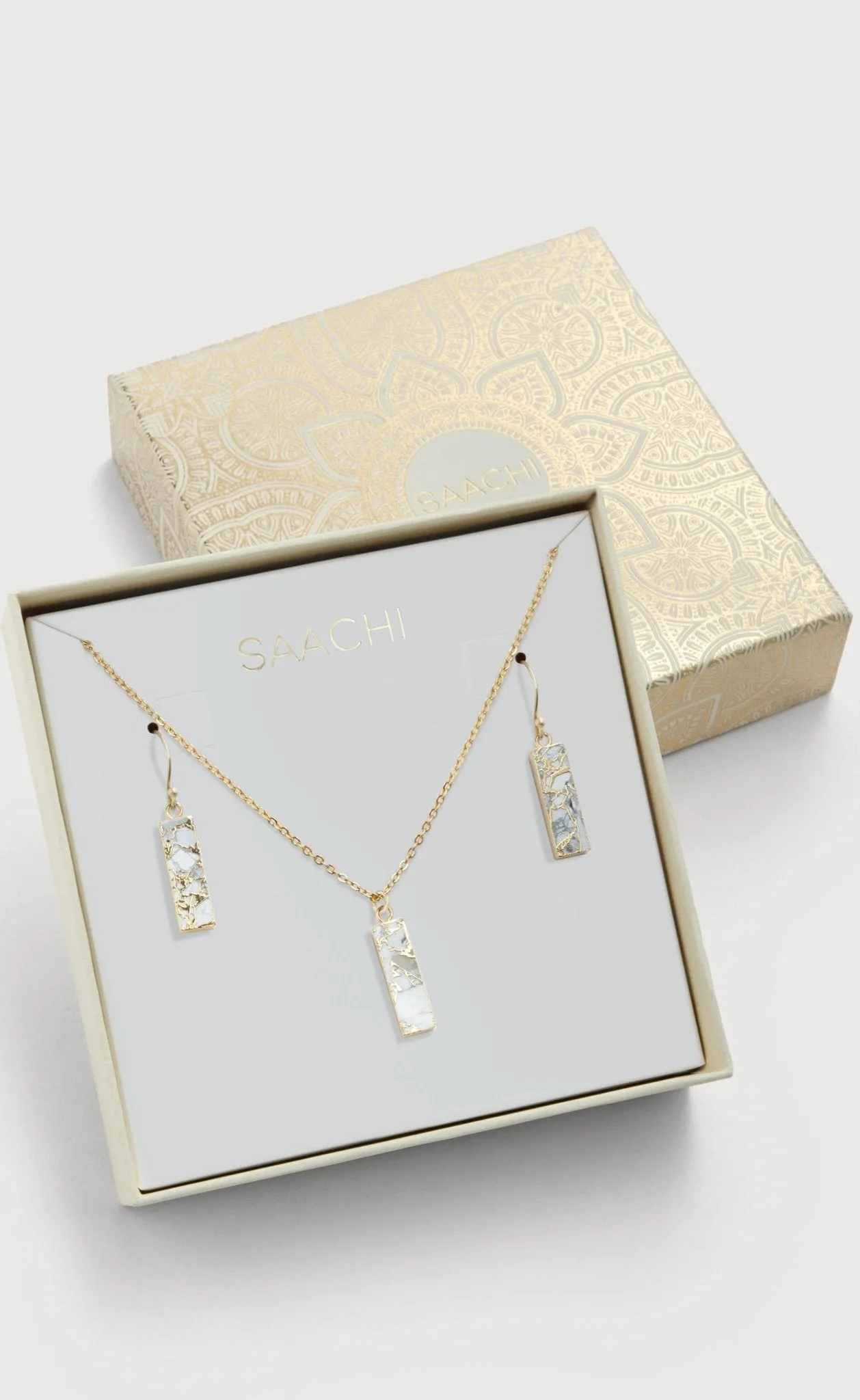 Mojave Rectangle Mini Earring And Necklace Set