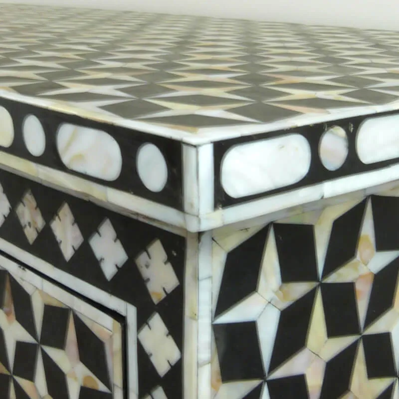 Mother Of Pearl Inlay 4 Drawer Star Chest Black