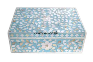 Mother Of Pearl Inlay Floral Box Turquoise