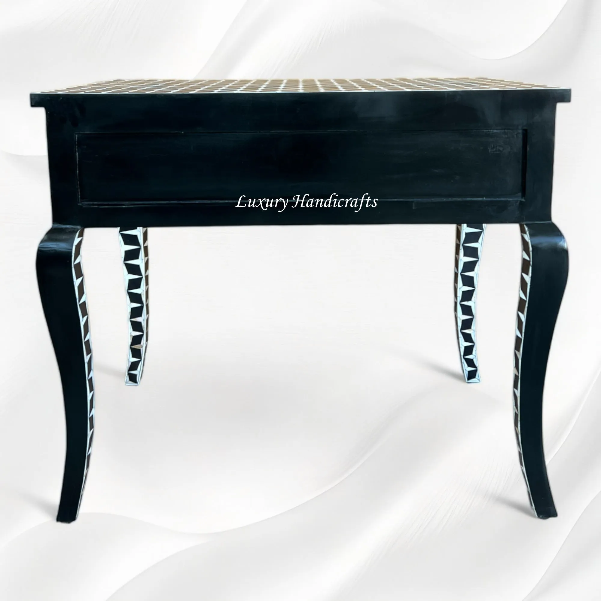 Mother Of Pearl Inlay Star Design Desk Black | Mother Of Pearl Entryway Table