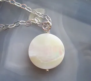 Mother of Pearl Natural Iridescent Shell Pendant Necklace