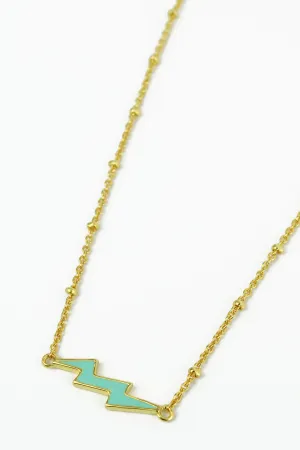 My Doris -  Mint Green Enamel Lightning Chain Necklace