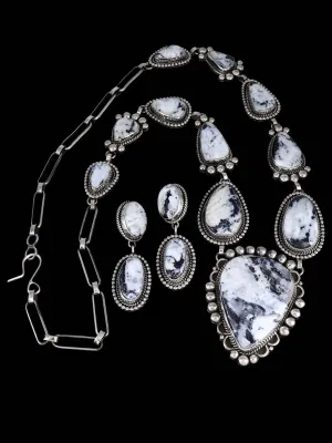 Native American Jewelry White Buffalo Necklace and Earring Set