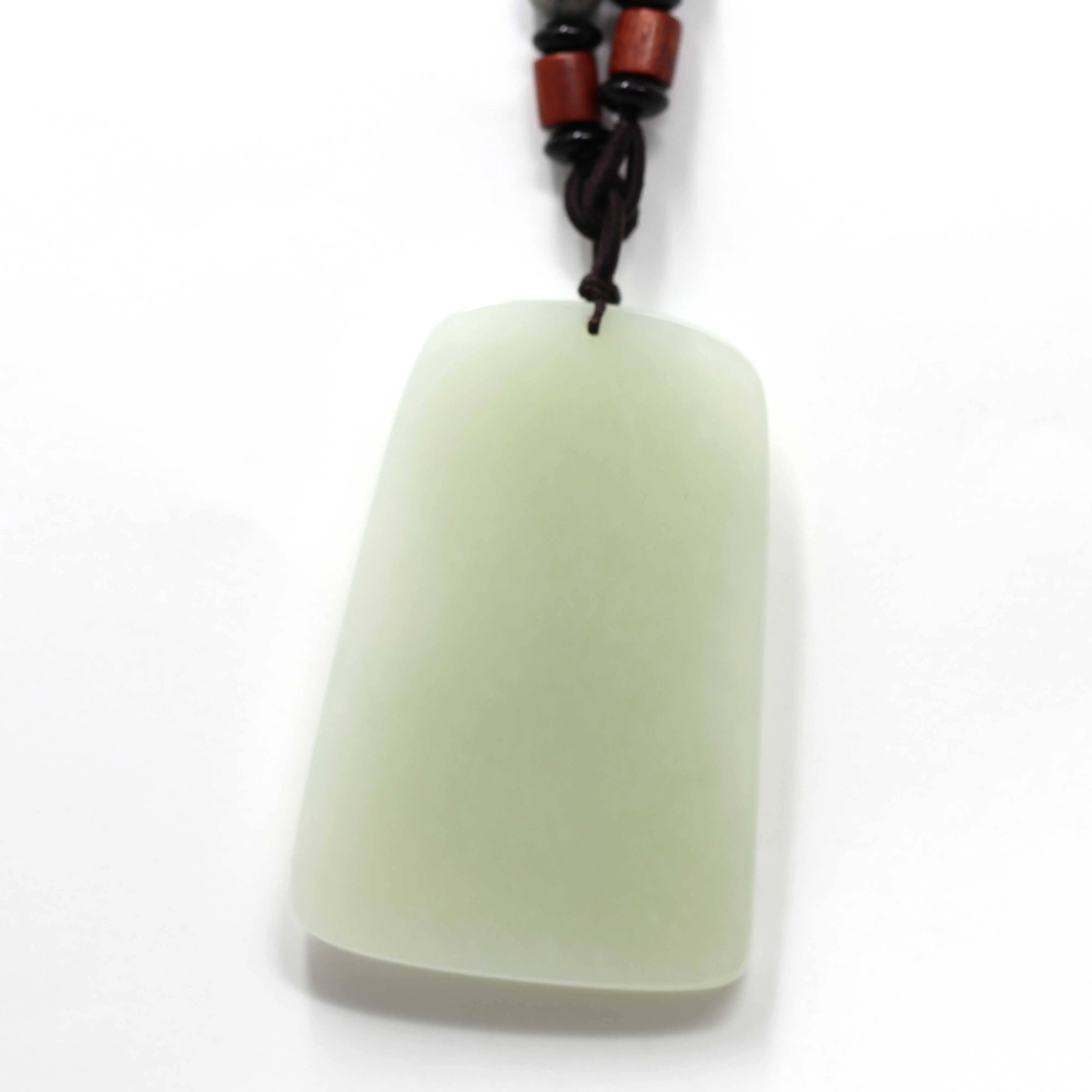 Natural White Nephrite Jade Double Dragon Pendant Necklace ( Carved Art )