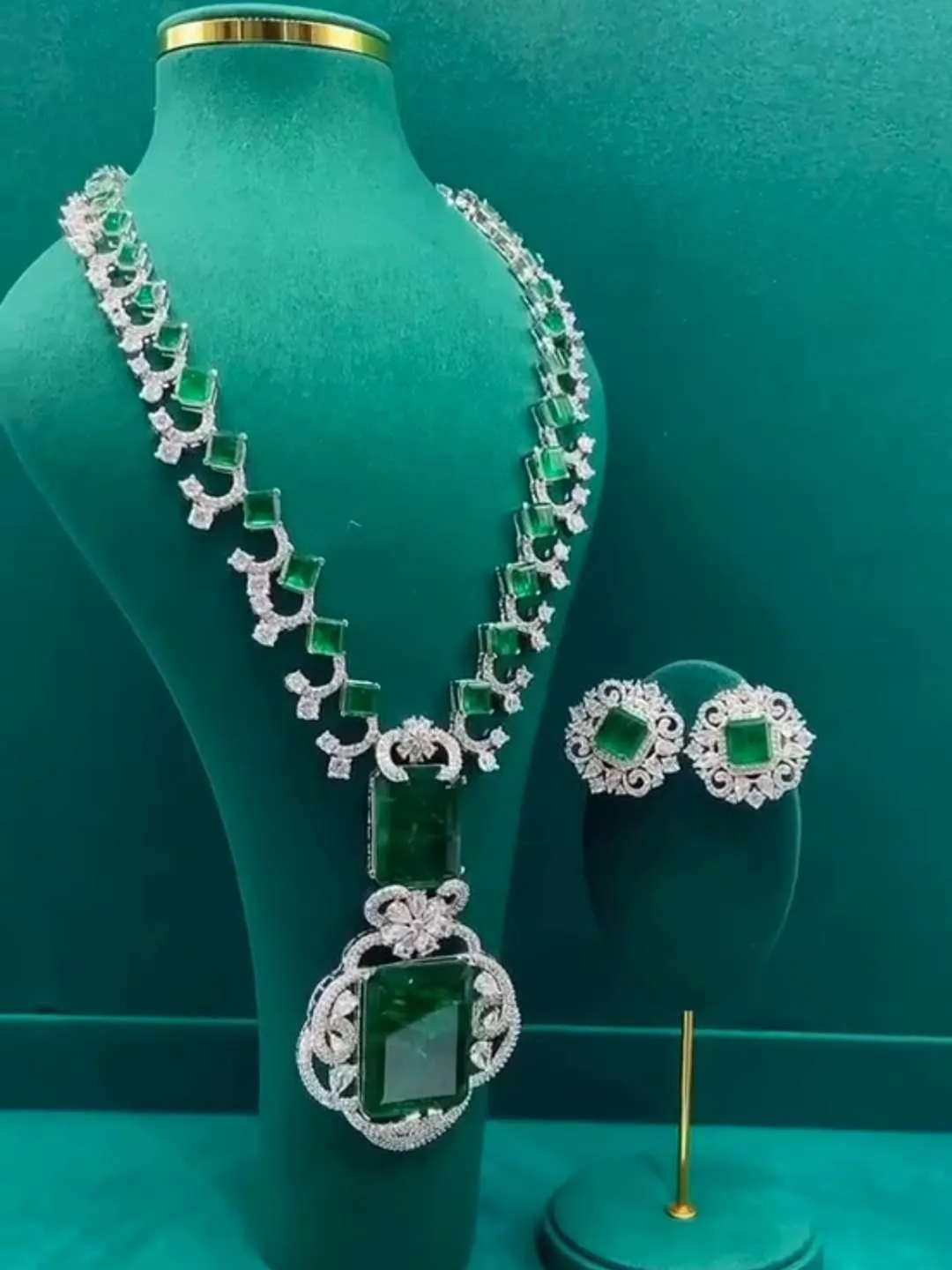 Nita Ambani Inspired Double Stone Emerald Necklace