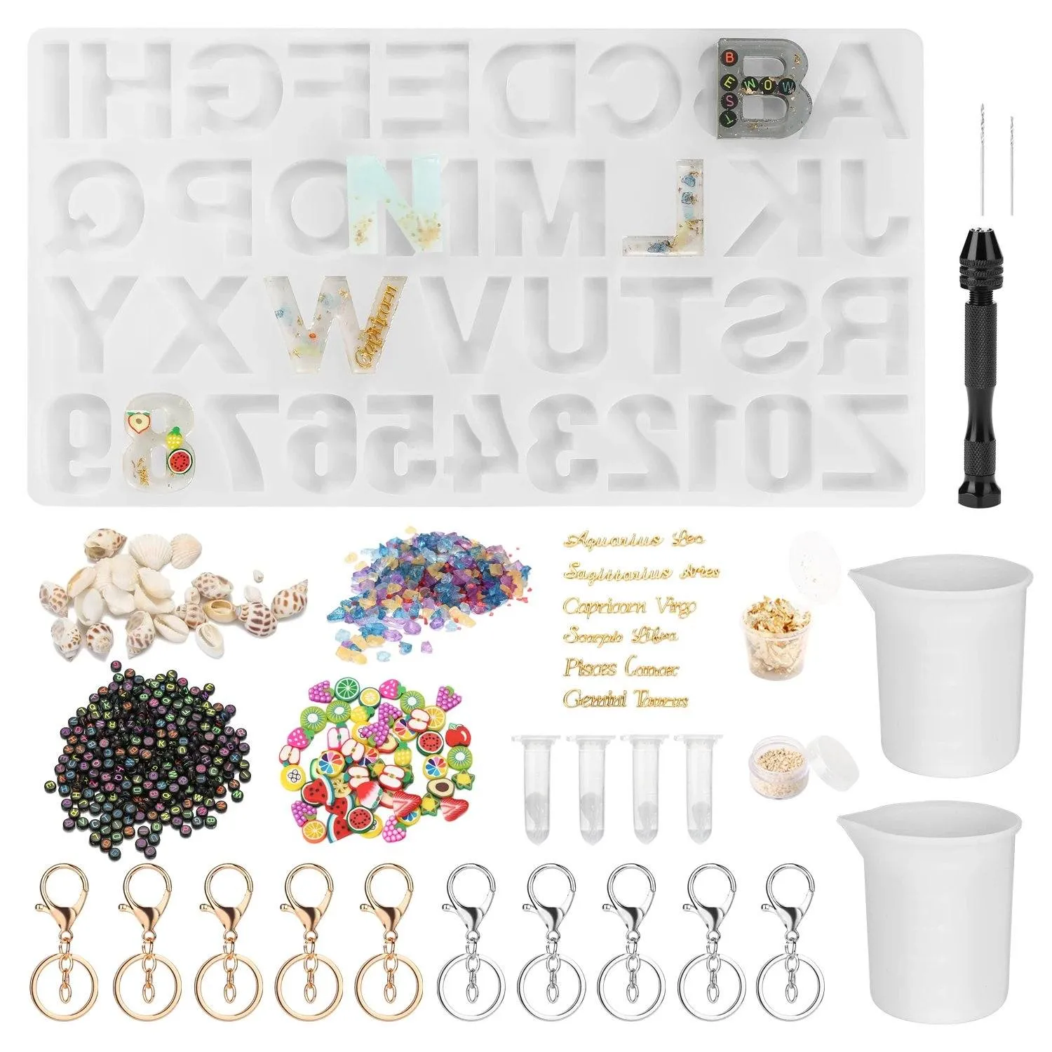 Numbers Alphabet Mold for DIY Craft Casting with Resin Decoration Fillers Set Kit