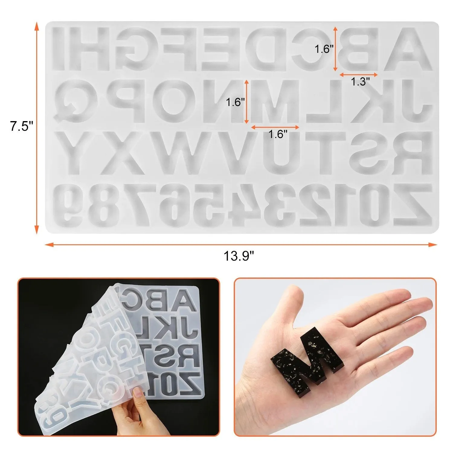 Numbers Alphabet Mold for DIY Craft Casting with Resin Decoration Fillers Set Kit