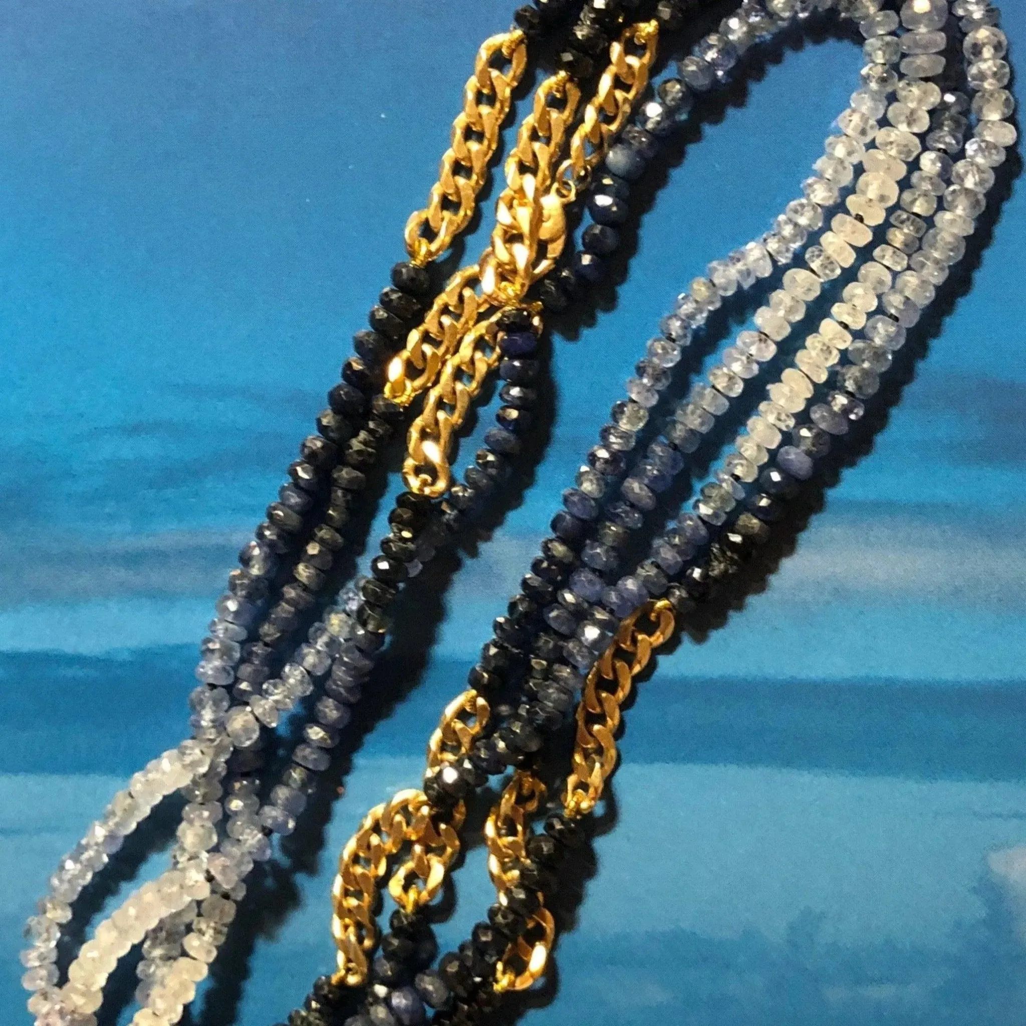 Ombré Azur Sapphire Necklace Long