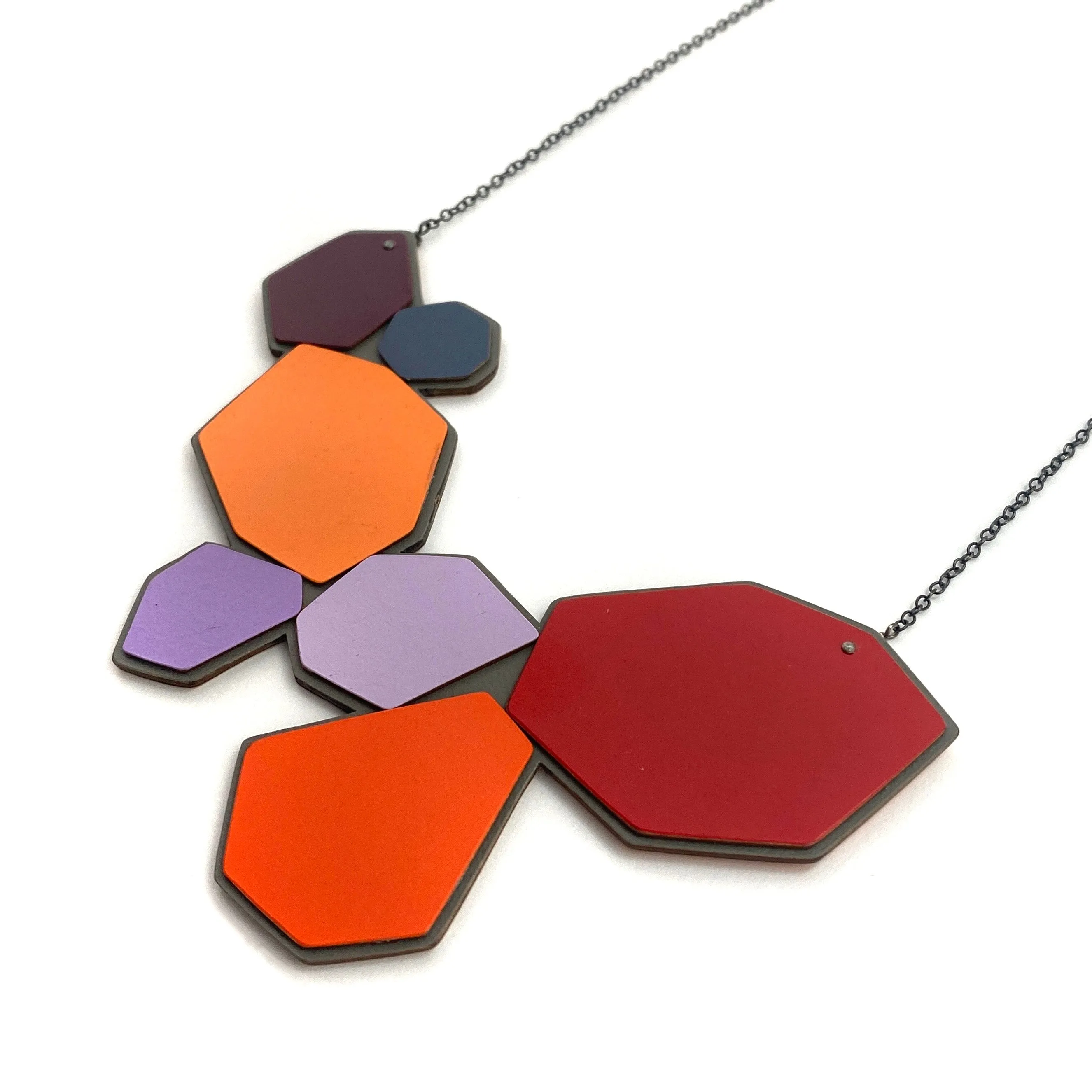 Orange Geometric Acrylic Necklace