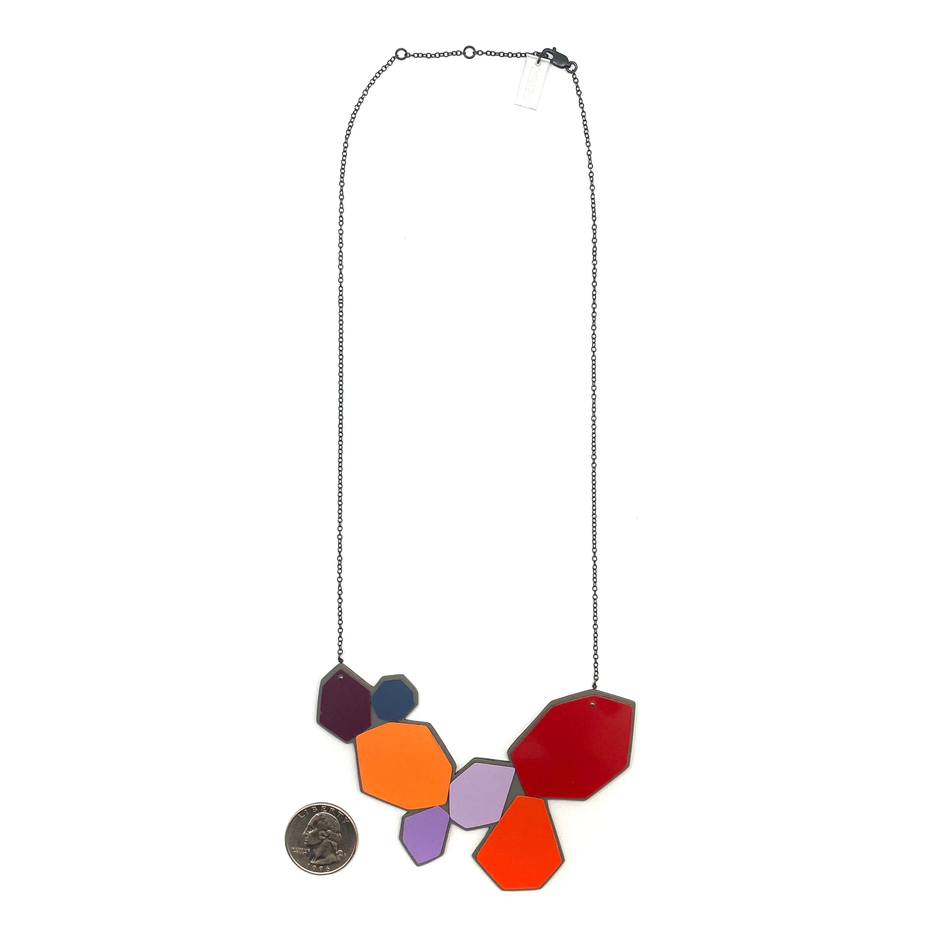 Orange Geometric Acrylic Necklace