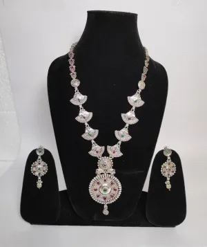 Oxidized Silver Necklace Set with Earrings