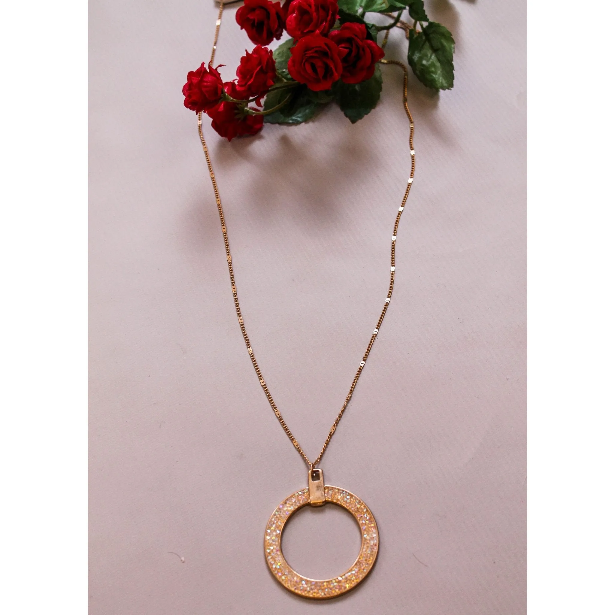 Pomina 18" Druzy Gold Pendant Necklace