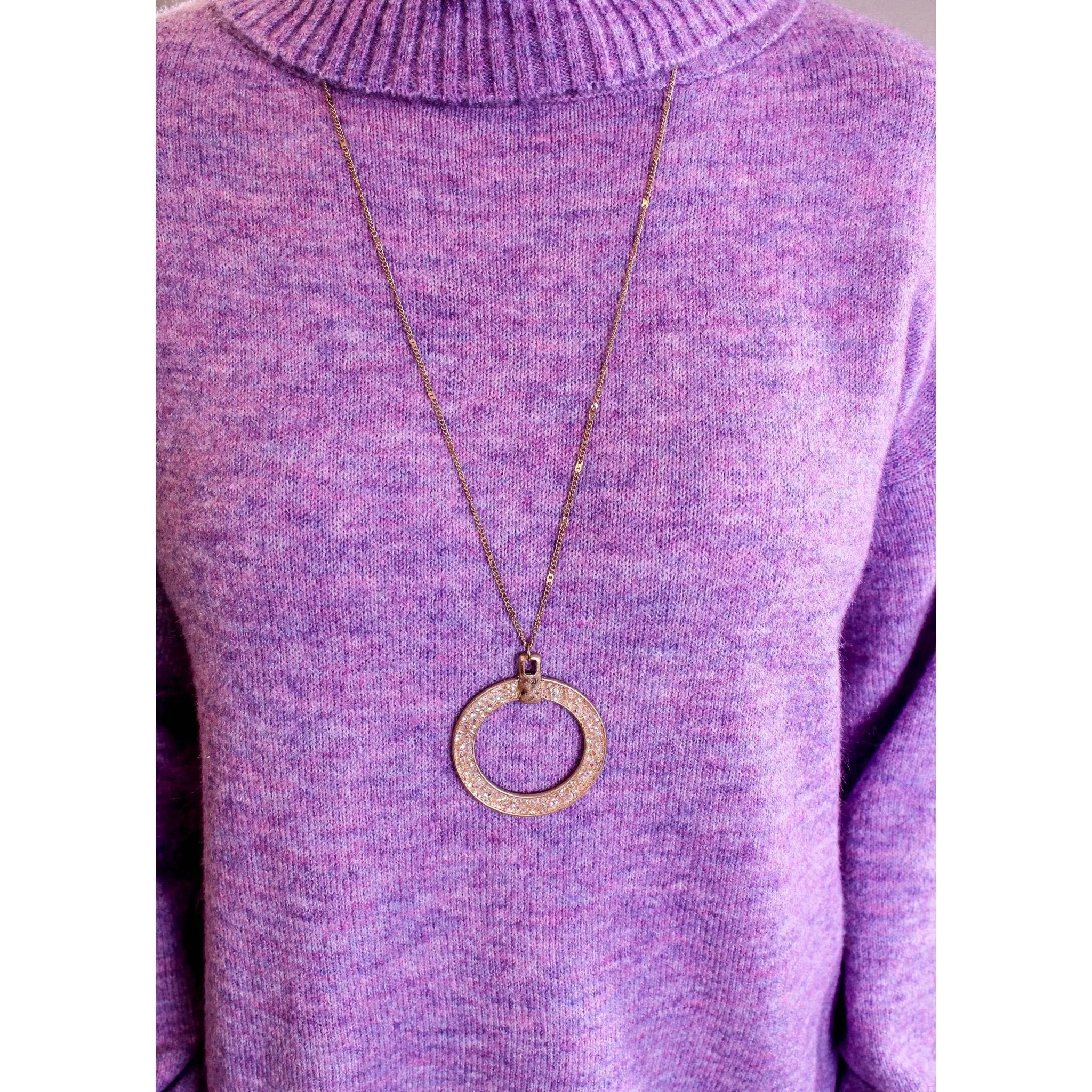 Pomina 18" Druzy Gold Pendant Necklace