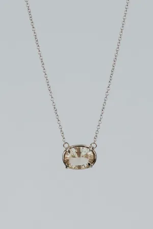 Prong Set Gemstone Necklace - Sunstone 14k WG