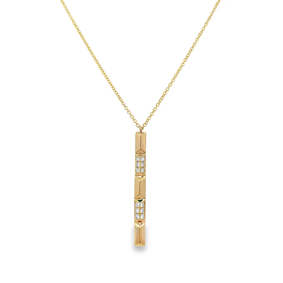 Pyramid Diamond Station Vertical Bar Necklace