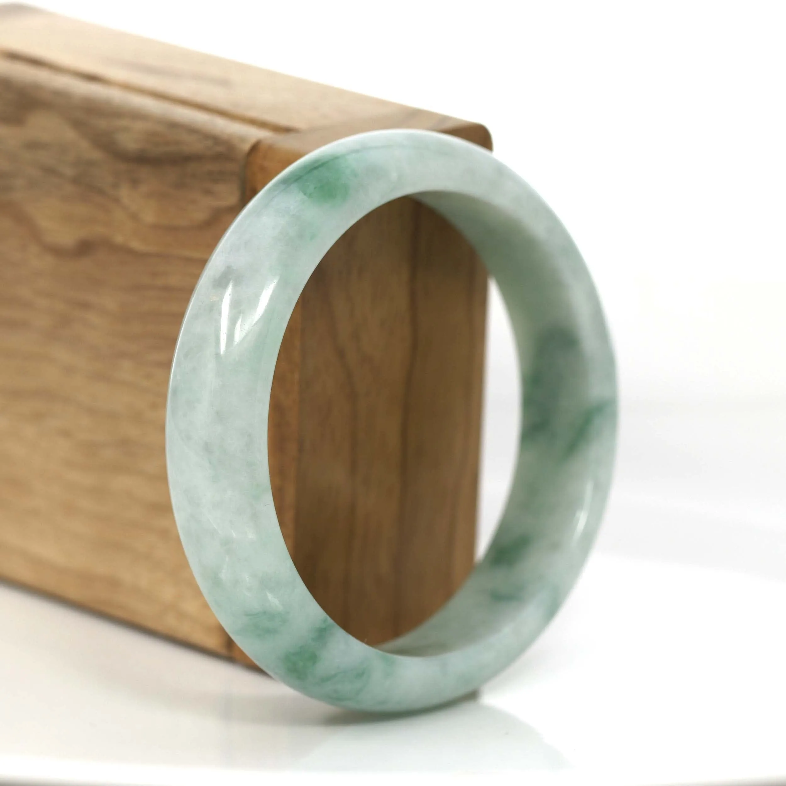 "Classic Bangle" Forest Green Jade Jadeite Bangle Bracelet (56.30 mm) #711