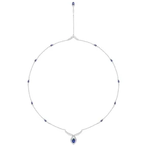 "ENDLESS BLUE" Luxe Marquise Pear Shaped Sapphire Necklace