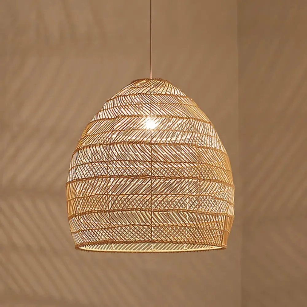 Rattan Pendant Ceiling Light for Elegant Dining - Asian-Inspired Single-Bulb Fixture