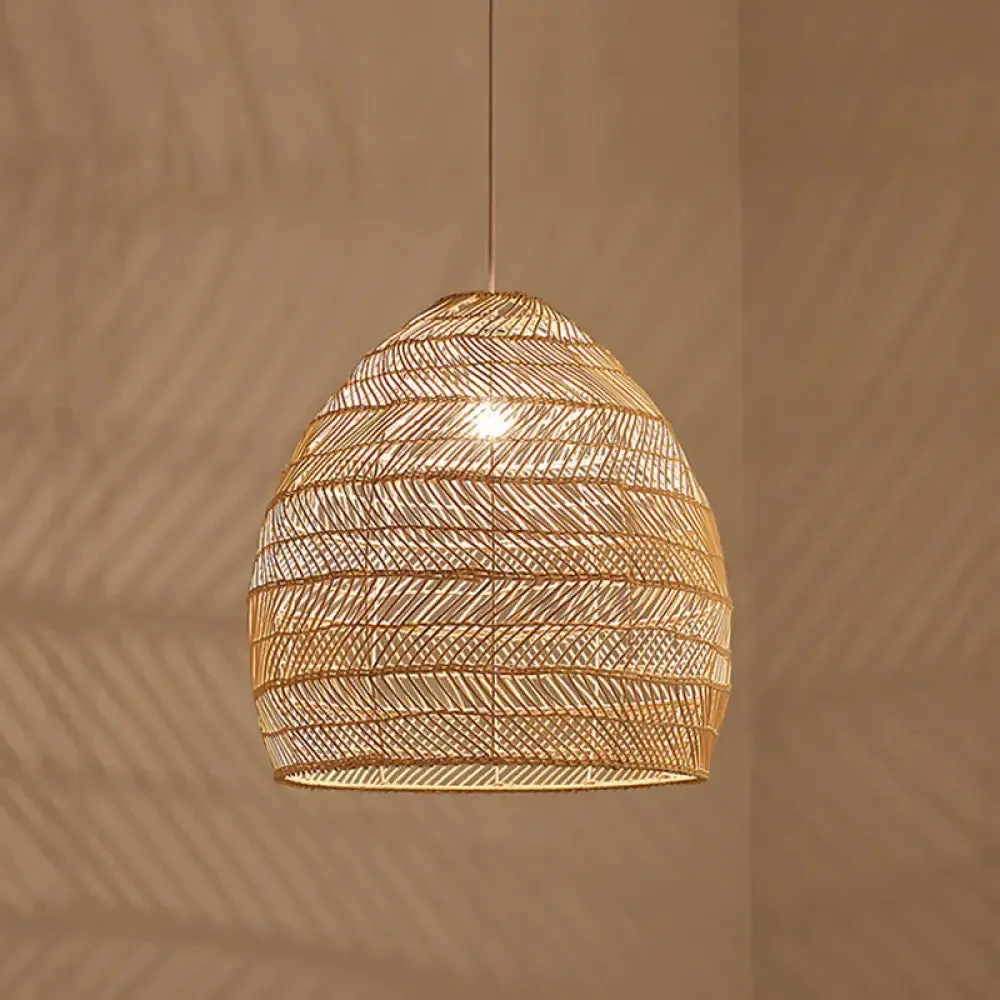 Rattan Pendant Ceiling Light for Elegant Dining - Asian-Inspired Single-Bulb Fixture