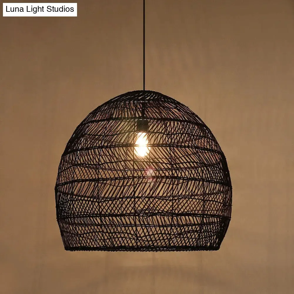 Rattan Pendant Ceiling Light for Elegant Dining - Asian-Inspired Single-Bulb Fixture