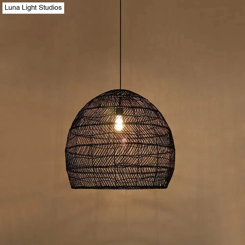 Rattan Pendant Ceiling Light for Elegant Dining - Asian-Inspired Single-Bulb Fixture