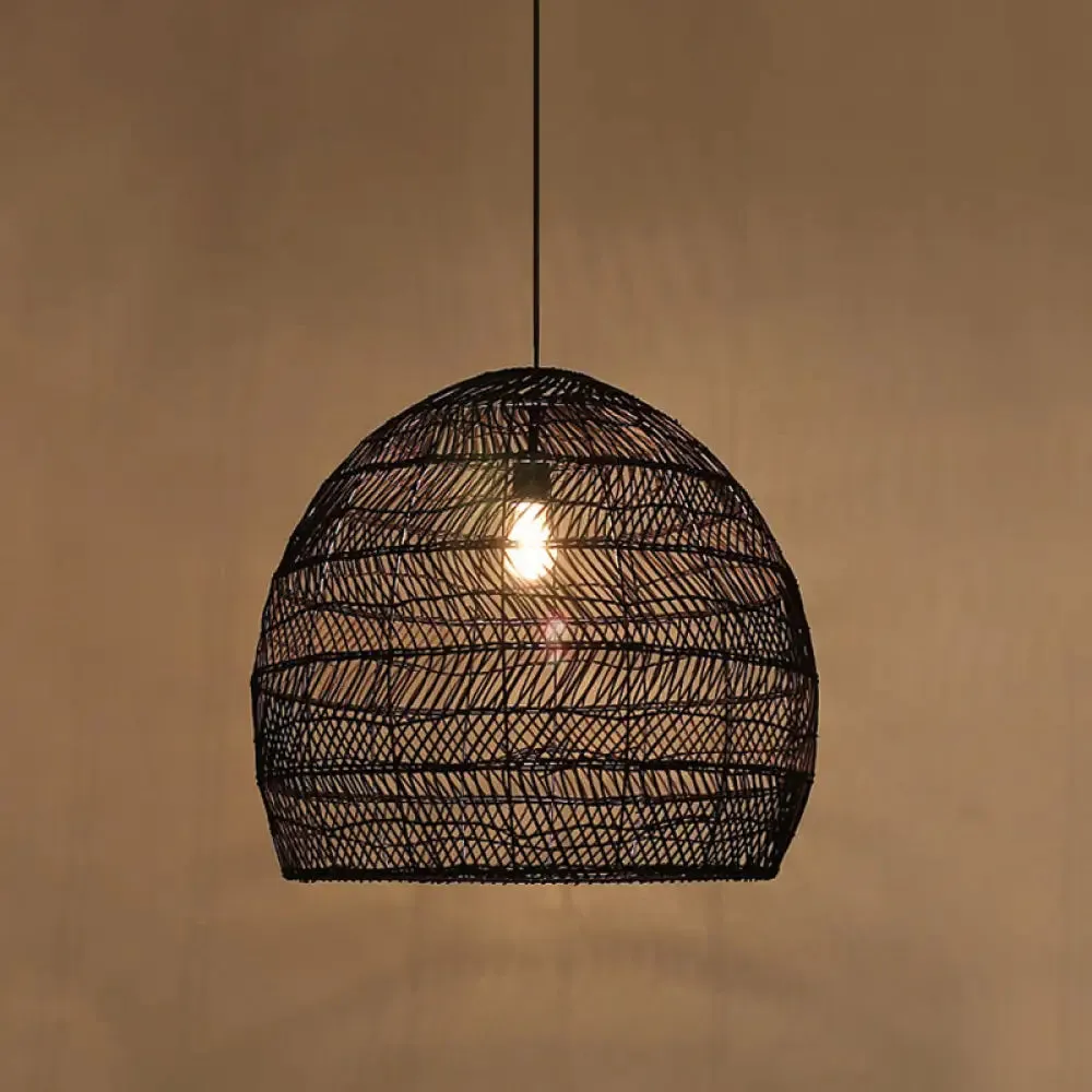 Rattan Pendant Ceiling Light for Elegant Dining - Asian-Inspired Single-Bulb Fixture