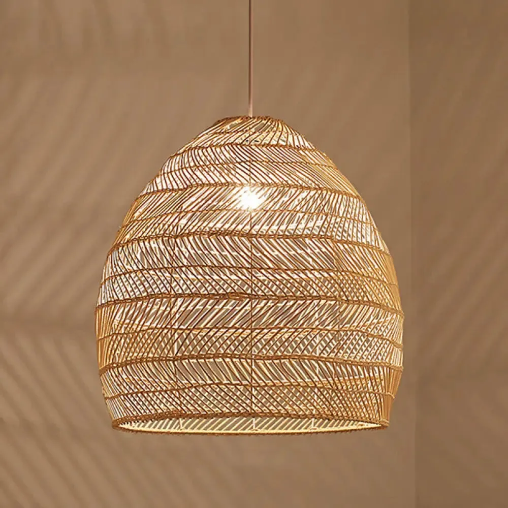 Rattan Pendant Ceiling Light for Elegant Dining - Asian-Inspired Single-Bulb Fixture