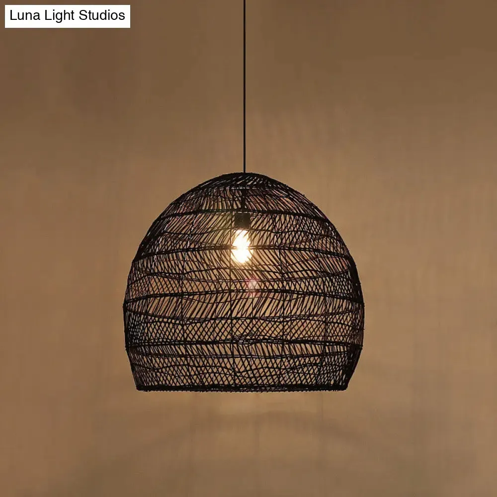 Rattan Pendant Ceiling Light for Elegant Dining - Asian-Inspired Single-Bulb Fixture