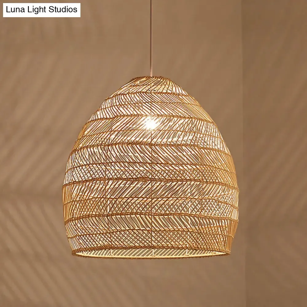 Rattan Pendant Ceiling Light for Elegant Dining - Asian-Inspired Single-Bulb Fixture