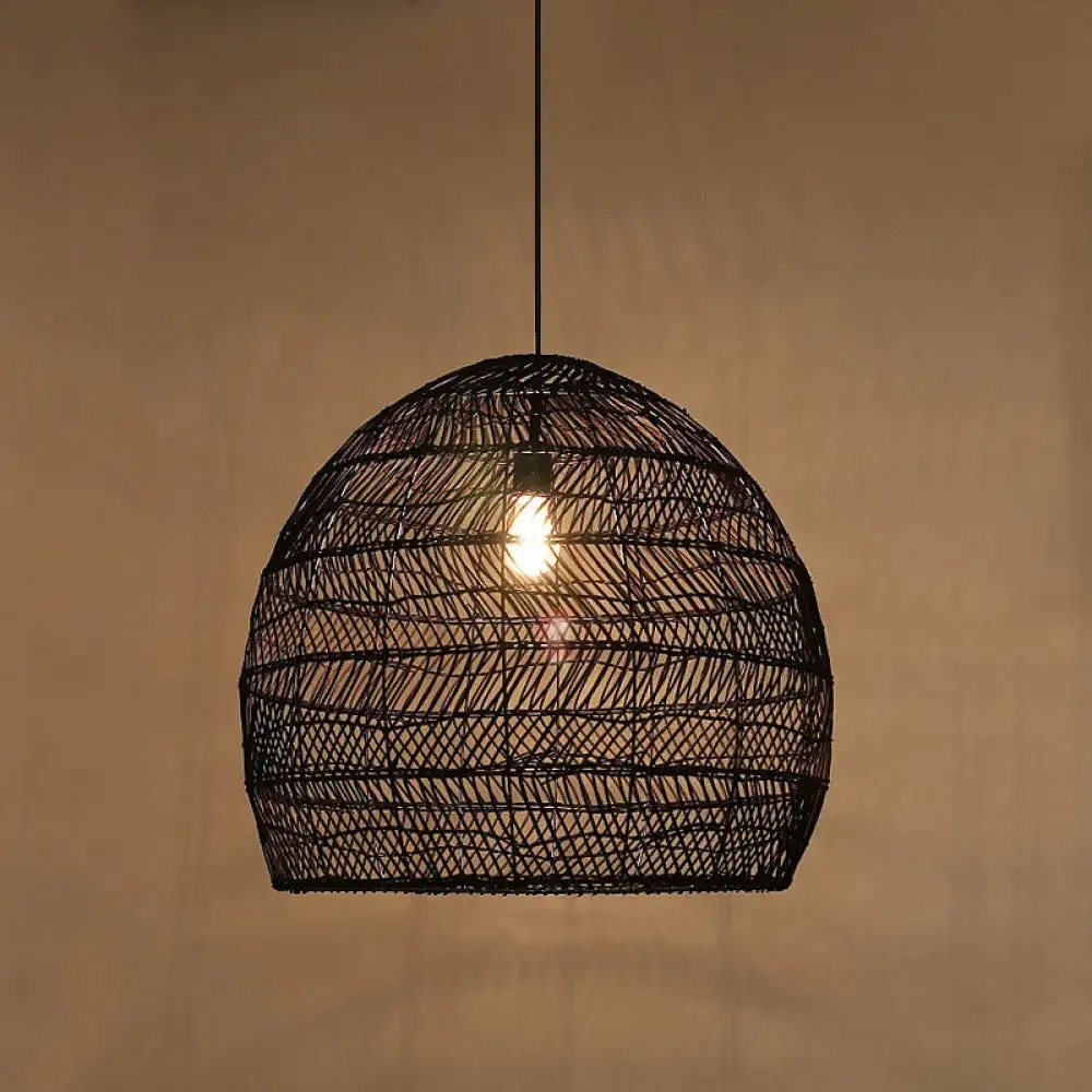 Rattan Pendant Ceiling Light for Elegant Dining - Asian-Inspired Single-Bulb Fixture