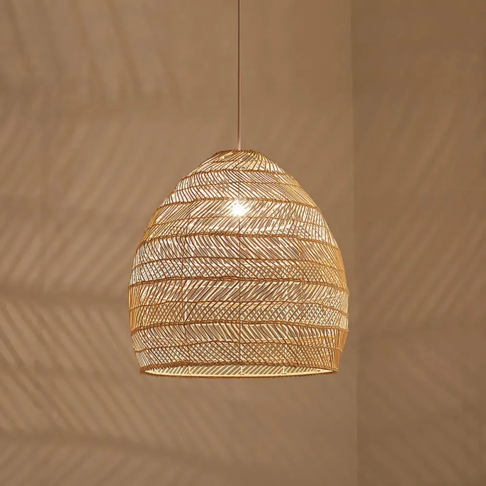 Rattan Pendant Ceiling Light for Elegant Dining - Asian-Inspired Single-Bulb Fixture