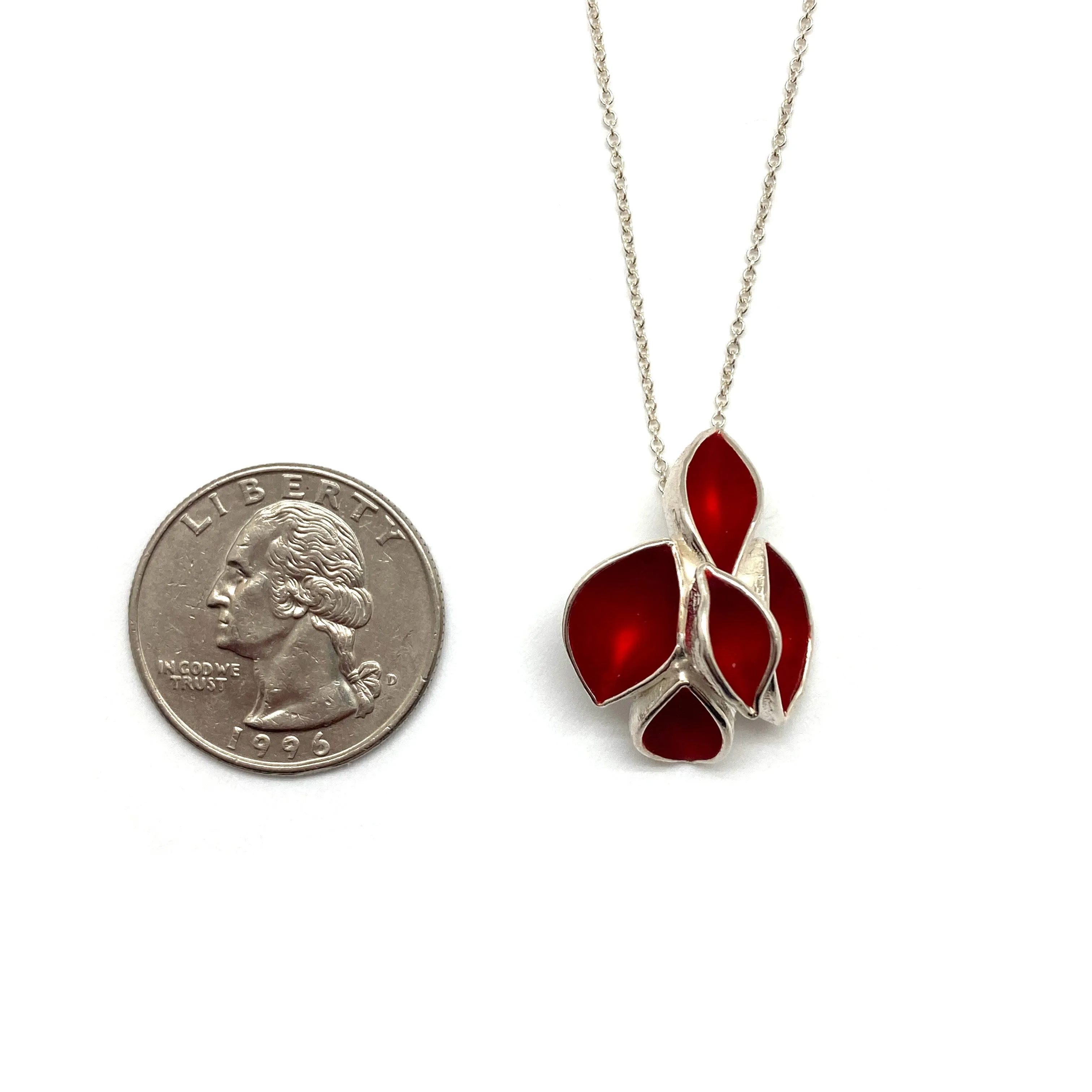 Red and Silver Leaf Necklace