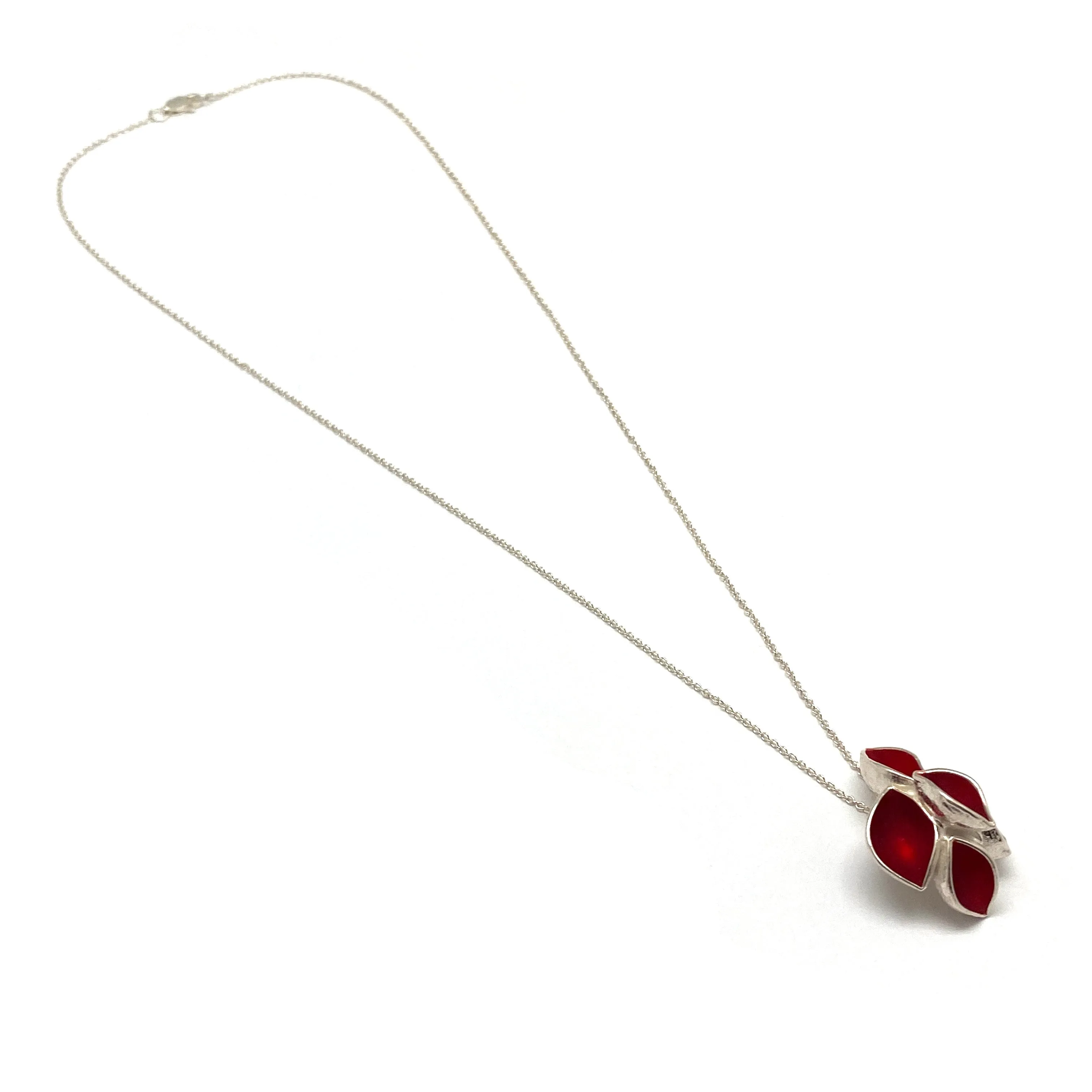 Red and Silver Leaf Necklace