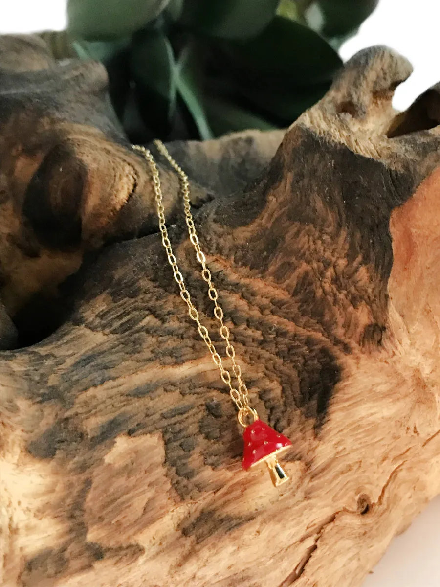 Red Capped Mushroom Necklace