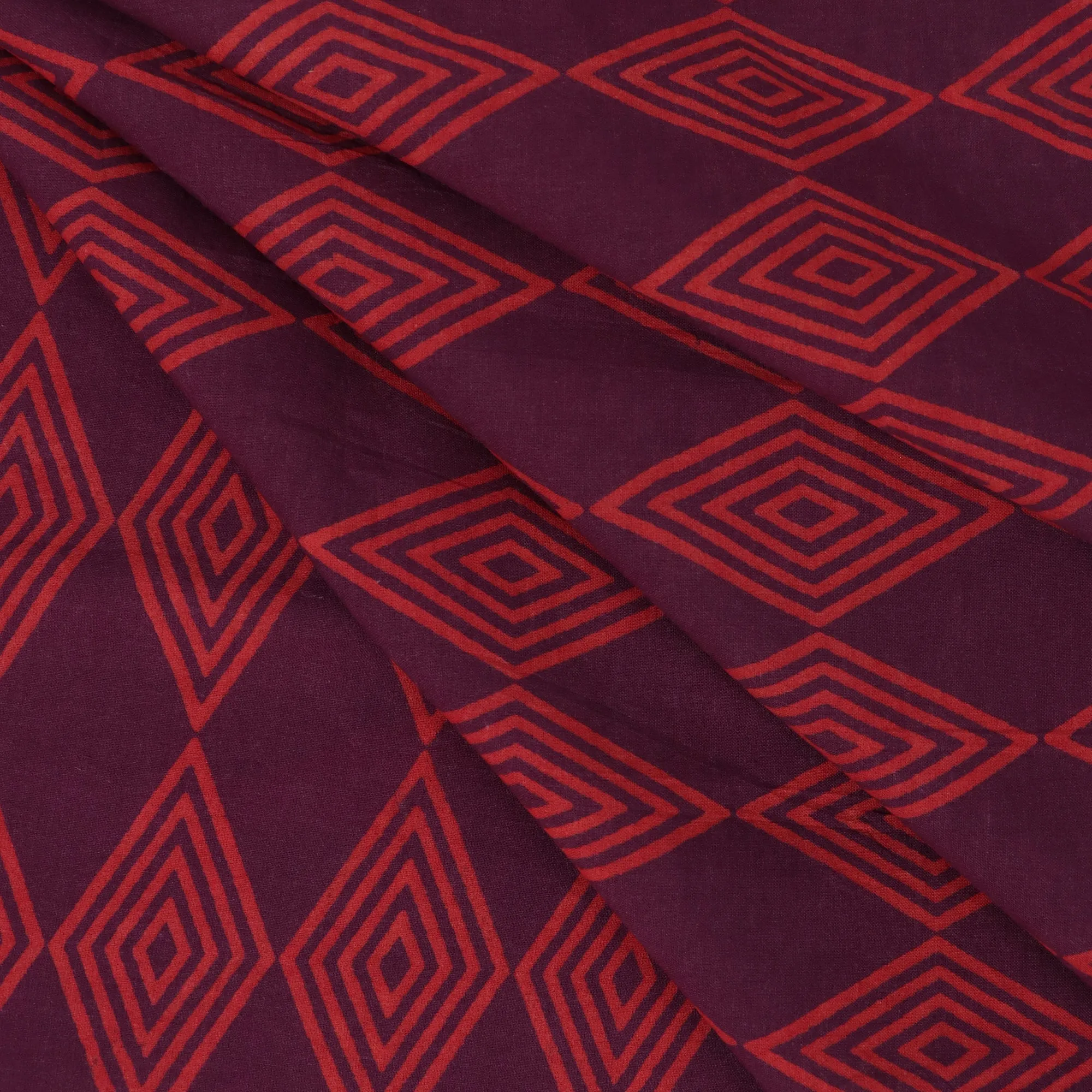 Red Ikat Block Organic Cotton Fabric